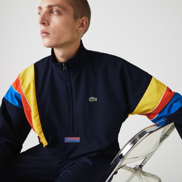 Lacoste SPORT Zip Neck Lightweight Water-Resistant Jacket - Bunda Pánské Tmavě Blankyt Blankyt / Bla